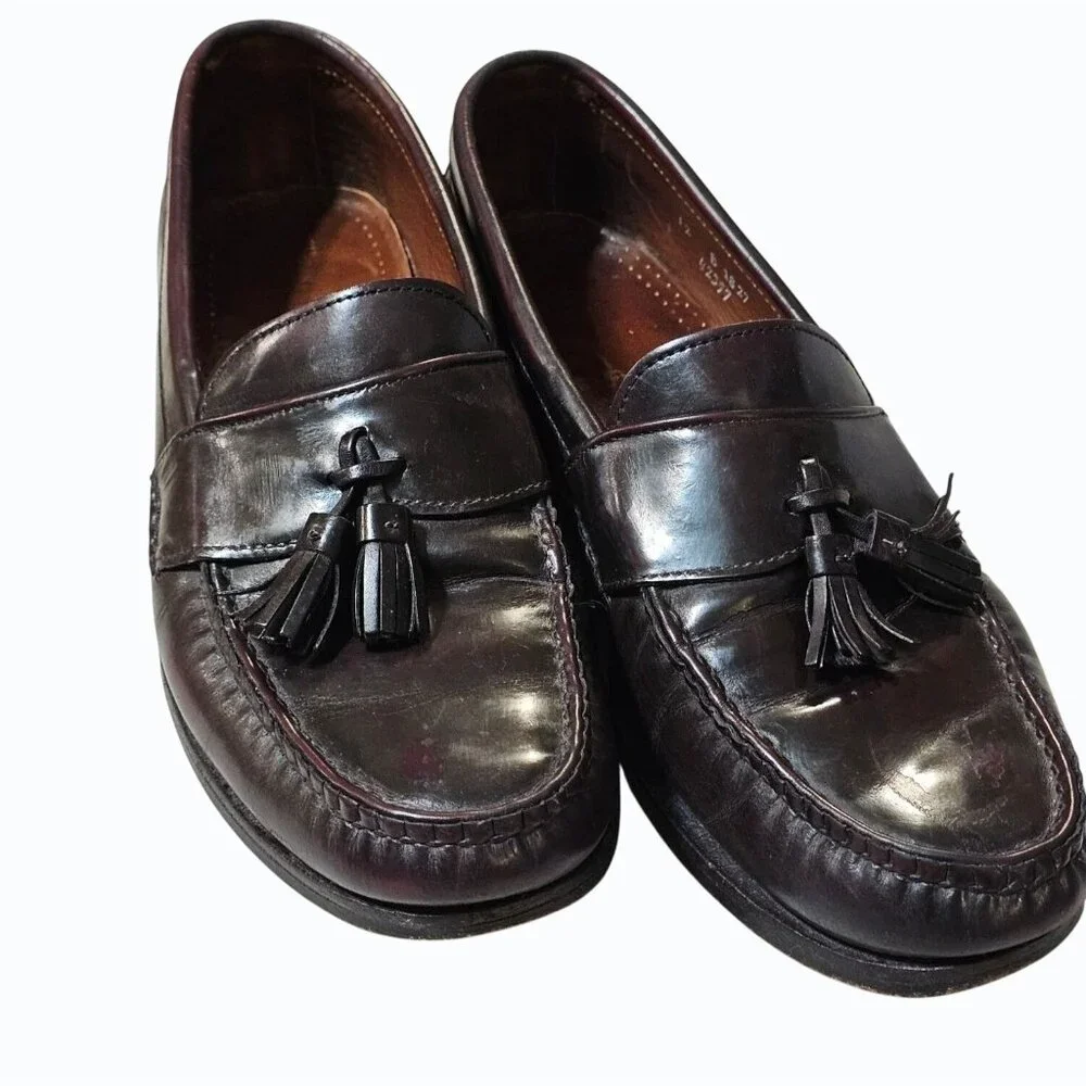 Allen Edmonds Stowe Burgundy Leather Tassel Loafers Men’s 12 Narrow (B) READ